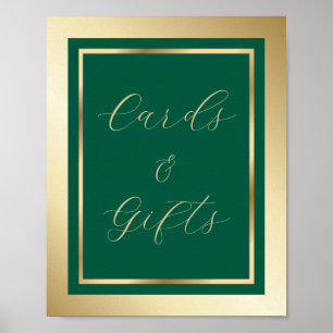 Emerald Green and Gold Cards and Gifts Sign