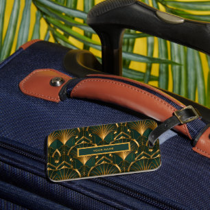 Emerald Green and Gold Gatsby Art Deco Luggage Tag