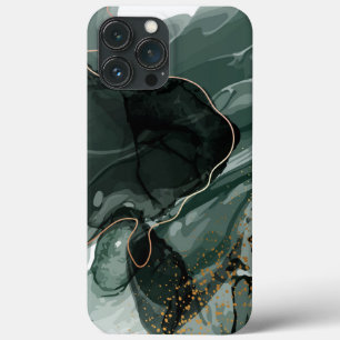 Emerald Green and Gold Marble, Marble Background iPhone 13 Pro Max Case