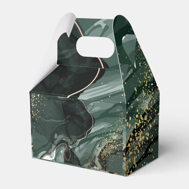 Emerald Green and Gold Marble, Marble Background Favour Box (Front Side)