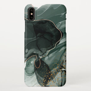 Emerald Green and Gold Marble, Marble Background iPhone Case