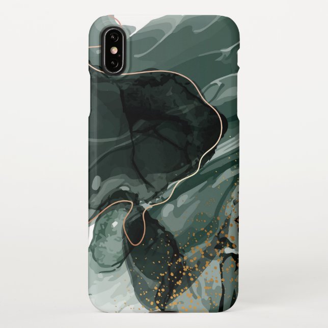 Emerald Green and Gold Marble, Marble Background iPhone Case (Back)