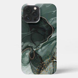 Emerald Green and Gold Marble, Marble Background iPhone 13 Pro Max Case