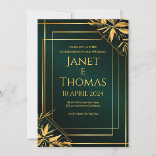 Emerald Green and Gold Modern Invitation. Invitation