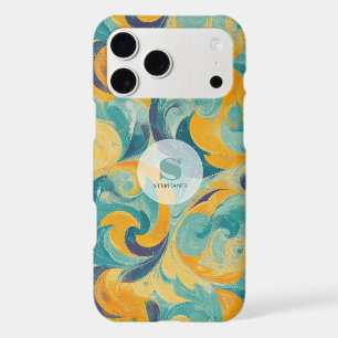 Emerald Green and Gold Paisley-Inspired Abstract