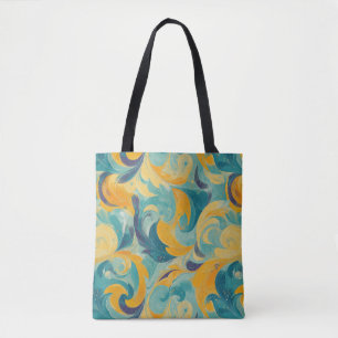 Emerald Green and Gold Paisley-Inspired Abstract Tote Bag
