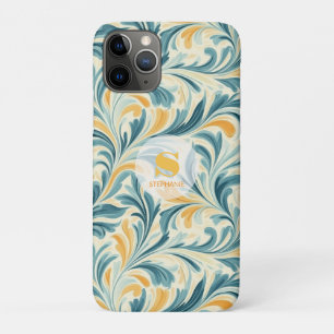 Emerald Green and Gold Paisley Leaf Pattern iPhone 11 Pro Case