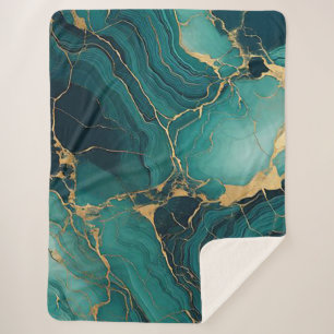 Emerald Green and Gold Sherpa Blanket Bliss