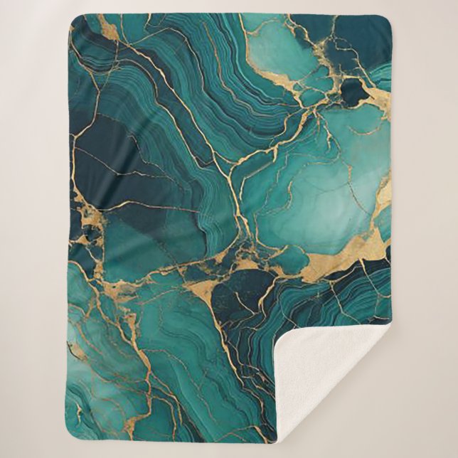 Emerald Green and Gold Sherpa Blanket Bliss (Front)