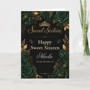 Emerald Green and Gold Sweet Sixteen Card