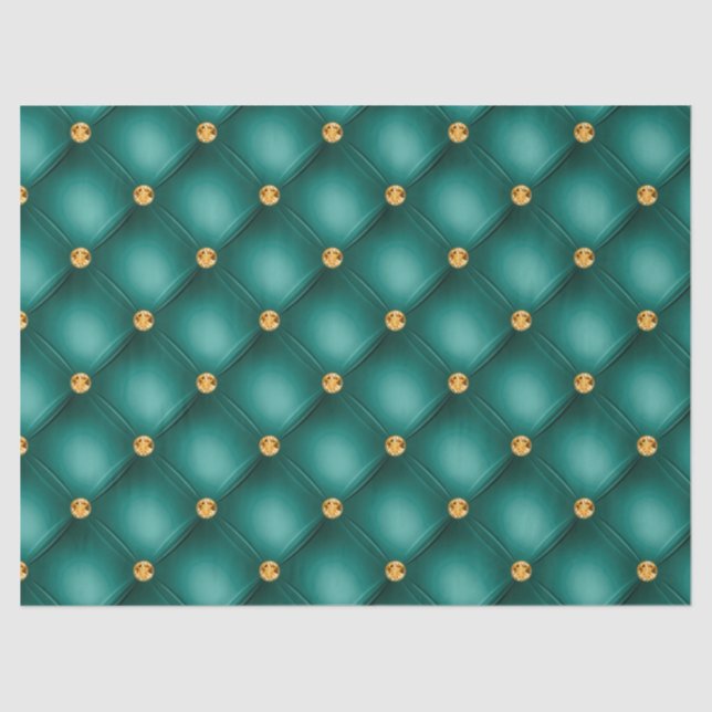 Emerald Green and Gold Tufted Tissue Paper (Front)