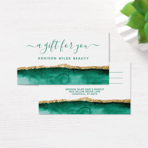 Emerald Green And Gold Watercolor Gift Card