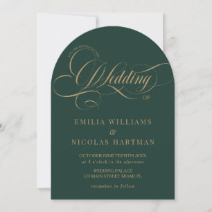 Emerald Green and Gold Wedding Classic Invitation
