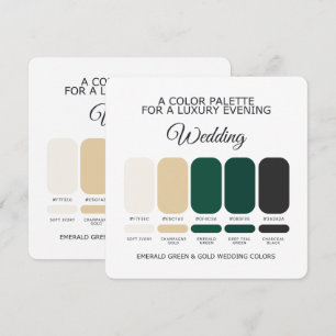 Emerald Green and Gold Wedding Colour Palette Card