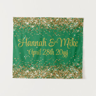 Emerald Green and Gold Wedding Photo Booth Prop  Tapestry