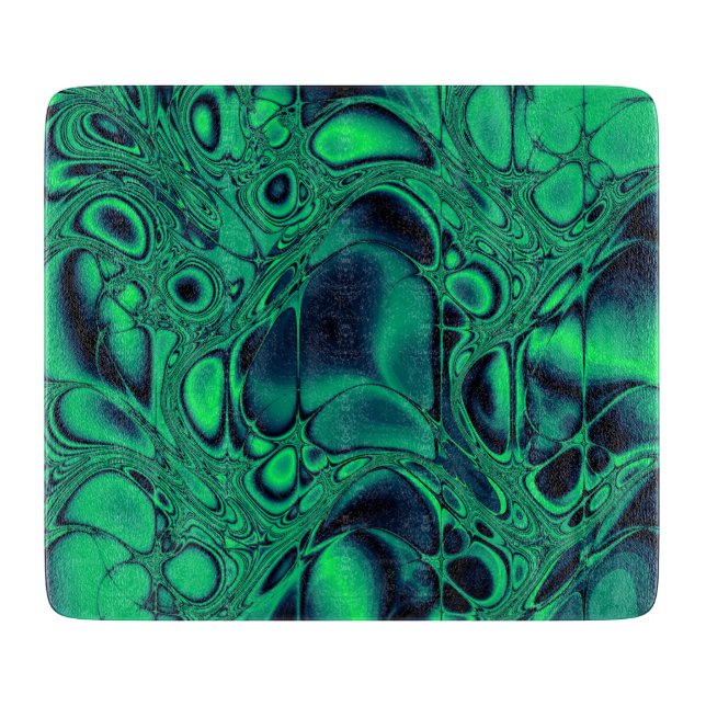 Emerald Green and Palatinate Blue Abstract Marble Cutting Board (Front)