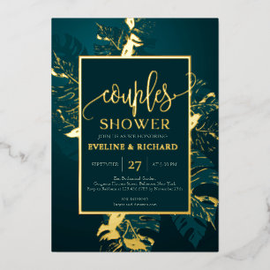 Emerald green and real gold foil couples shower