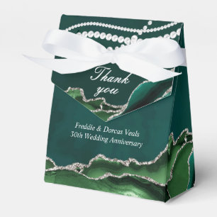 Emerald Green and Silver with Pearls Favour Box