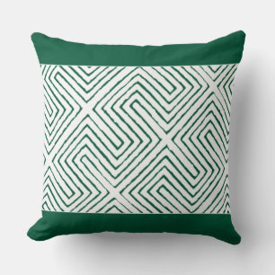 Emerald Green and White African Mud Cloth pattern Cushion
