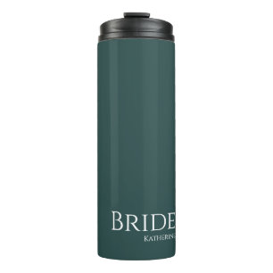 Emerald Green and White-Bride- Thermal Tumbler