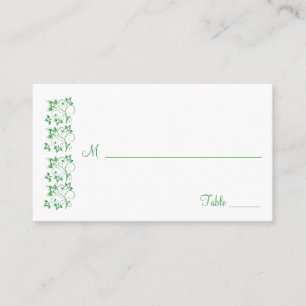 Emerald Green and White Floral Placecards