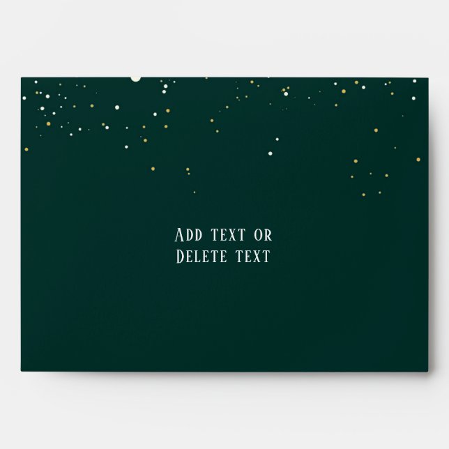 Emerald Green and White Gold Peonies Wedding Envelope (Front)