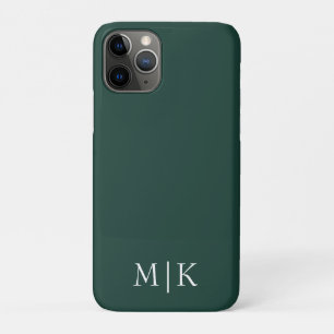 Emerald Green and White   Modern Monogram iPhone 11 Pro Case