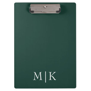 Emerald Green and White Modern Monogram Clipboard