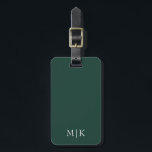 Emerald Green and White | Modern Monogram Luggage Tag<br><div class="desc">This modern luggage tag design features a Emerald Green background,  with your initials in bold white text for a look that is simple and stylish,  yet professional.</div>