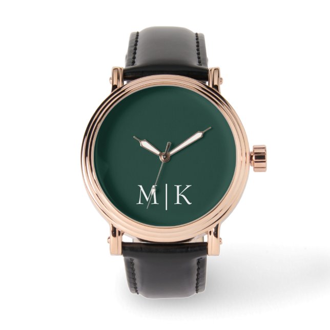 Emerald Green and White | Modern Monogram Watch (Front)