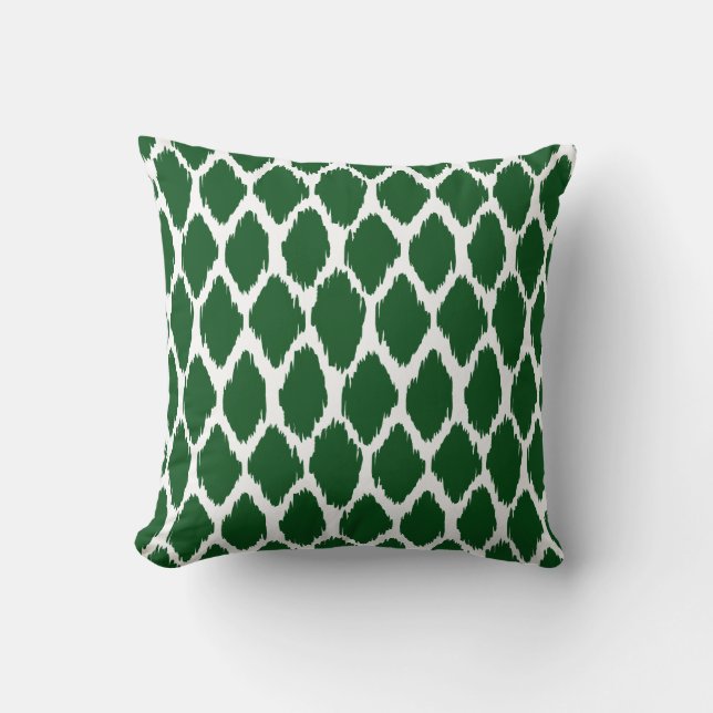 Emerald Green and White Ogee Patterned Cushion (Front)