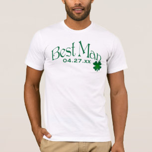 Emerald Green and White Shamrock Best Man T-shirt