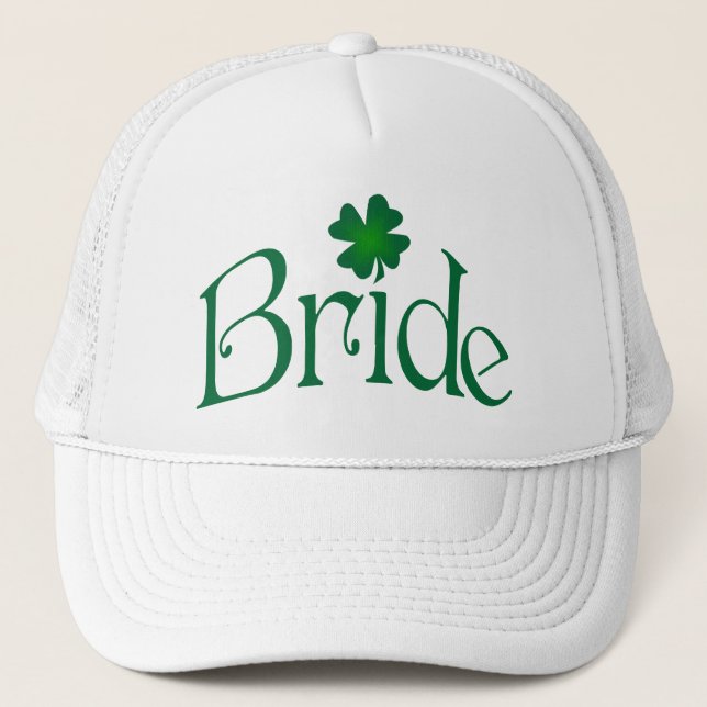 Emerald Green and White Shamrock Bride Cap (Front)