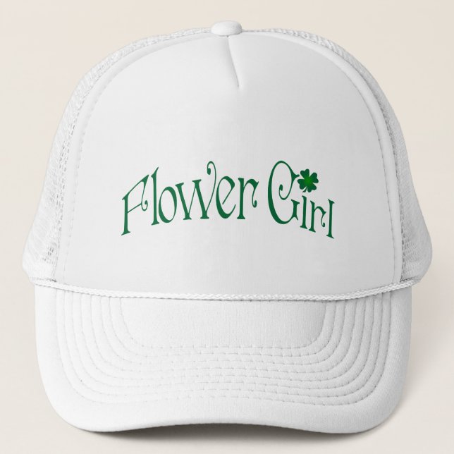 Emerald Green and White Shamrock Flower Girl Cap (Front)