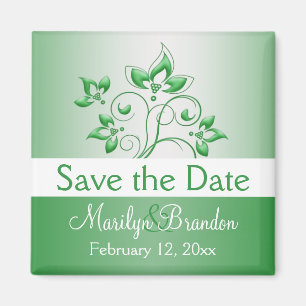 Emerald Green and White Wedding Favour Magnet