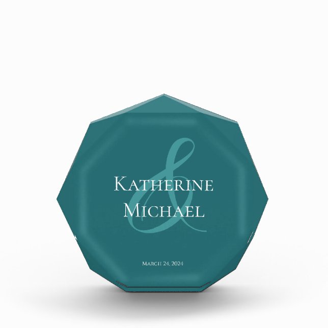 Emerald Green and White--Wedding Keepsake- Photo Block (Front)