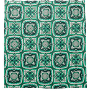 Emerald Green Arabesque Pattern Shower Curtain