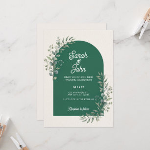 Emerald Green Arch Eucalyptus Wedding Invitation