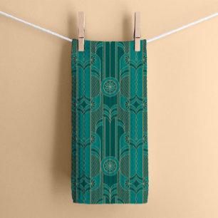 Emerald Green Art Deco Kitchen Tea Towel