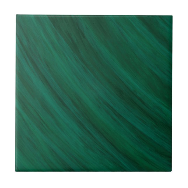 Emerald Green Artistic Brushstrokes Stripes Ceramic Tile (Front)