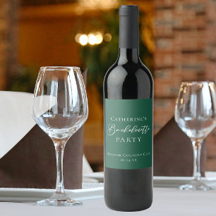 Emerald Green Bachelorette Party Personalised Wine Label