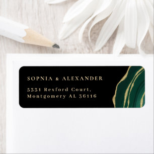 Emerald green black background  return address label
