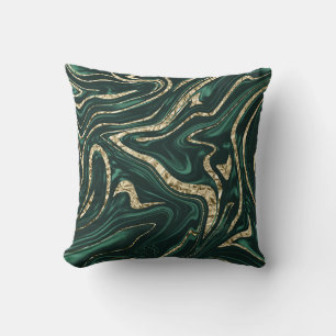 Emerald Green Black Gold Marble #2 (Faux Foil)  Cushion