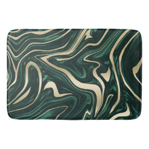 Emerald Green Black Gold Marble #3 (Faux Foil) Bath Mat