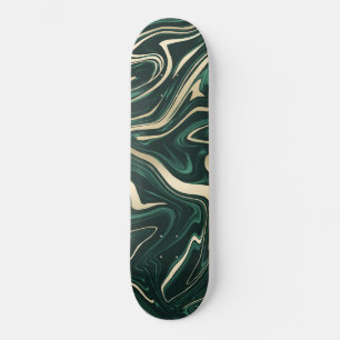 Emerald Green Black Gold Marble #3 (Faux Foil)   Skateboard