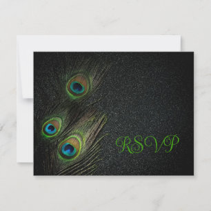 Emerald Green Black Gold Peacock Wedding Invitation