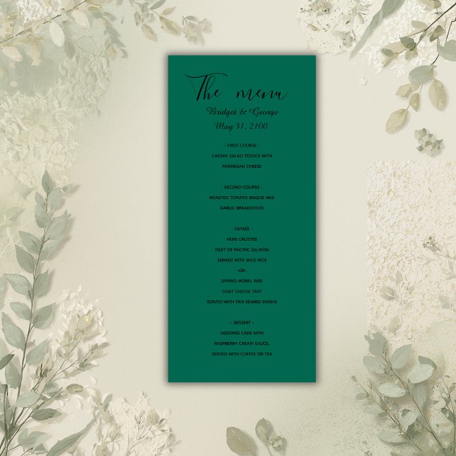 emerald green black menu greenery tropical card (Creator Uploaded)