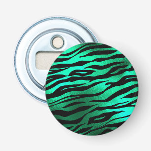Emerald Green Black Tiger Stripe Wild Animal Bottle Opener