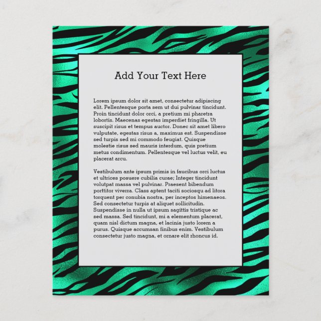 Emerald Green Black Tiger Stripes Wild Animals Flyer (Front)