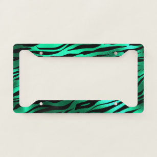 Emerald Green Black Tiger Stripes Wild Animals Licence Plate Frame